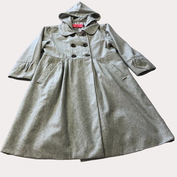JUICY Couture Grey Wool Blend Hooded Pea Coat Size Small - Picture 3 of 13